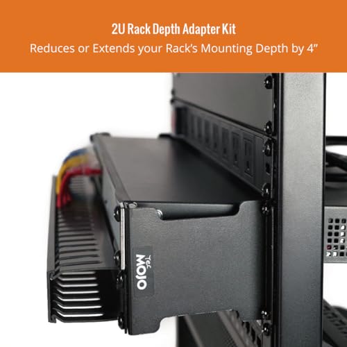 Tecmojo Server Rack Depth Extender - 2U - 4inch Depth - TAA Compliant - Recessed Rack Adapter - Rack Mount Adapter Kit - Network Rack Extender - size: 2U/4"