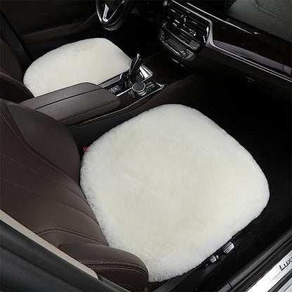 2 Pack White Fuzzy Sheepskin Car Seat Covers for Soft Genuine Wool Cushion - color: White