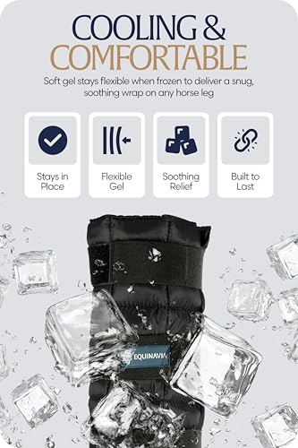 Equinavia Cool Relief Therapy Equine Ice Boots for Horses, Adjustable Gel Cooling Wraps, Reusable Horse Ice Boots, Soothing Support for Recovery, Tendons and Ligaments Soreness After Exercise - 2Pack