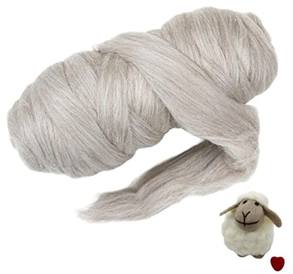 Natural 1lb Wool Bulk roving,. Best Wool for Spinning, arm Knitting, Needle Felting, Chunky Blankets Spinning Thick Yarn Tapestry. Natural, un-Dyed. (Sand Gray, 1 lb) - color: Sand, size: 1 lb