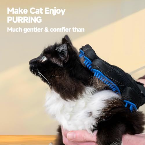 NVNAN 2-in-1 Pet Grooming Glove and Fabric Hair Remover | Dual-purpose design for brushing pets and fabric cleanup, helping manage loose fur on pets, and furnitures - color: Fabric Pet Hair Gloves + Pet Grooming Brush