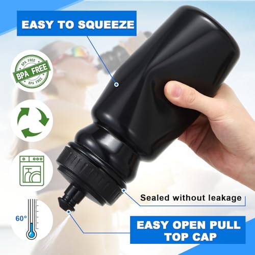 Suclain Squeeze Water Bottles with Carrier, 7 Pcs, Black - color: Black