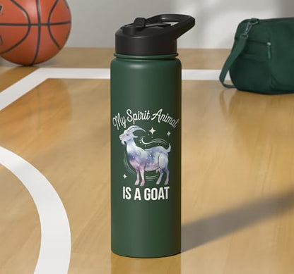 My Spirit Animal Is A Coat Cute Coat Pygmy Goat Farmer Stainless Steel Insulated Water Bottle - color: Dark Green