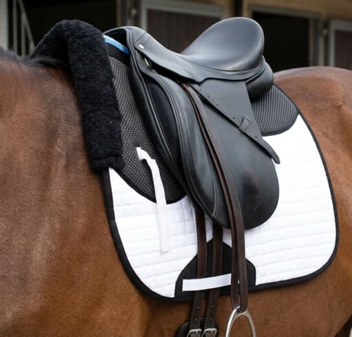 Horse English Quilted All-Purpose Gel Shock Absorbing Saddle Pad 72TS38 - color: White Black