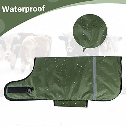 Green Thickened Windproof Waterproof Horse Blanket - Warm Calf Clothing for Cattle (1 Pack)