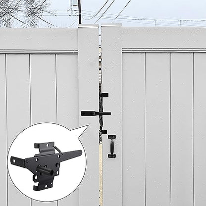 WellMade Heavy Duty Self-Locking Gate Latch for Wooden Fence, Post Mount Automatic Gravity Lever Door Latches for Garden Outdoor/Pool Gate, Metal Gates Vinyl Fence Gate Lock, Black Finish with Screws