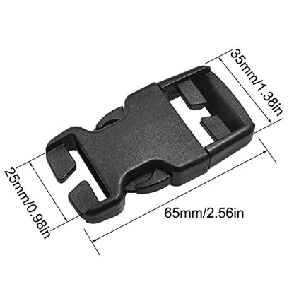 No Sewing Required Buckle 6PCS 25mm Multi-Size Black Plastic Non-Slip Quick Release Buckles Repair Kit for Backpack Bag, Adjustable Release Buckles