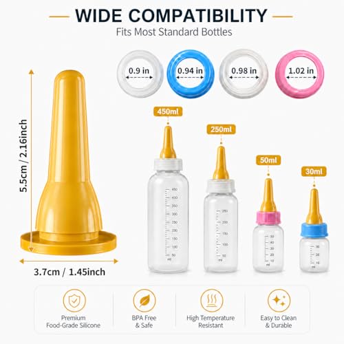 KTXM-Lamb Goat Bottle Nipples, 6-Pack Silicone Feeding Nipples, Pre-Cut X Opening, Replacement Livestock Nursing Teats for Baby Lambs, Goat Kids and Piglets（Bottle not Included）