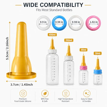 KTXM-Lamb Goat Bottle Nipples, 6-Pack Silicone Feeding Nipples, Pre-Cut X Opening, Replacement Livestock Nursing Teats for Baby Lambs, Goat Kids and Piglets（Bottle not Included）