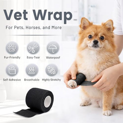 40 Pack 2 Inch Self Sticking Bandage Wrap, Self Adhesive Bandage | Black Athletic Tape, Stretchy Medical Wrap Tape, Breathable Cohesive Bandages Wraps for Finger, Wrist, Thumb, First Aid - color: Black, size: 2IN-40Pack