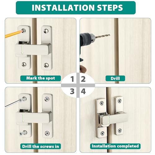 Mooche Sliding Barn Door Lock, 90/180 Degree Flip Door Lock Latch, Silver - color: Silver
