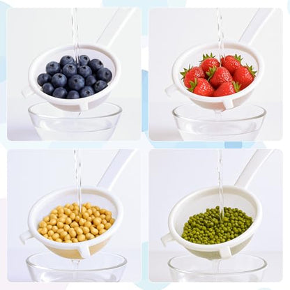 2 Pcs Double Ear Kefir Strainer Set with Handle Plastic Strainer for Kefir Grains Plastic Nylon Fine Mesh Sieve 2 Size Kitchen Strainers for Baking Tea Milk Food