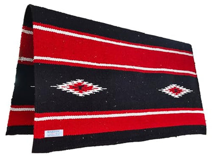 Majestic Ally 36"x34" Navajo Design Acrylic Saddle Blanket for Horses - 2.4 lbs (Red and Black) - color: Red and Black