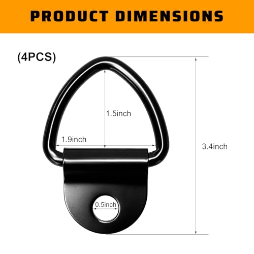 4 PCS V Ring Tie Down Anchors, 2" Diameter Heavy Duty Steel Cargo Lashing V Ring, Universal Bolt On Fasteners Mount Hooks for Trailers Trucks Boats, Car Accessories - color: 4 PCS