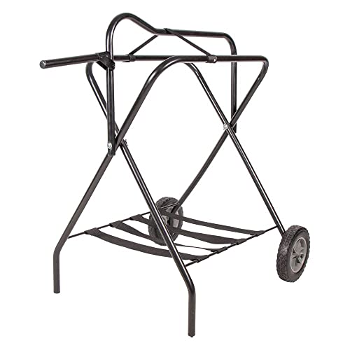 EASY-UP Portable Saddle Rack Stand on Wheels | Folding English & Western Saddle Holder | Horse Tack Room Storage | 8' All-Terrain Rolling Tires