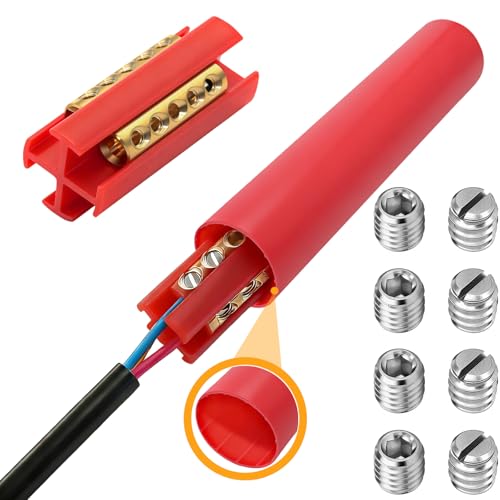 Upgraded Underground Wire Splice Kit & in Wall Splice Kit,UF Wire Splice Kit,14/3 to 8/3 AWG Screw Splice Connectors w/ 8" Heavy-Wall Heat Shrink for Direct Burial & Extension Cord, 1 Set, Red