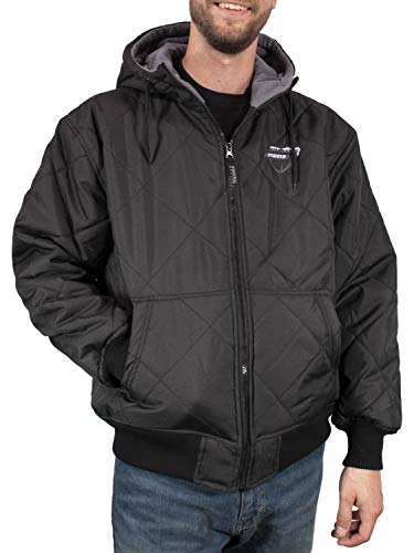 Men's Fleece Lined Quilted Winter Jacket Coat - color: Black, size: 5X-Large