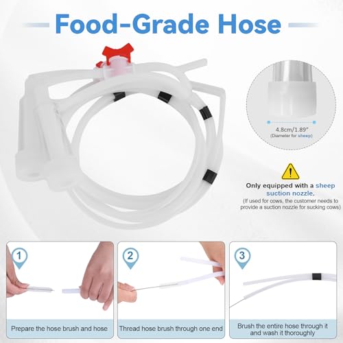 Cow Goat Milking Machine Electric Milker, Stainless Steel Bucket with Adjustable Pulsation Vacuum System, Portable Automatic Milking Machine for Small Farm and Home Dairy Ordeñadoras Lecheras (5L) - size: 5L