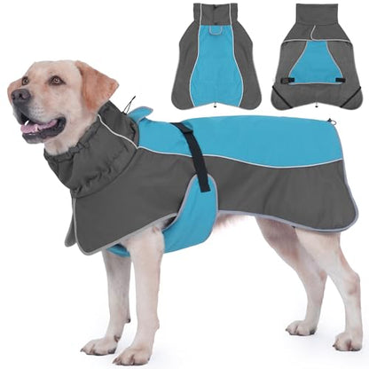 Dog Raincoat, Waterproof Dog Coat with Polar Fleece Lining - color: Blue, size: Small