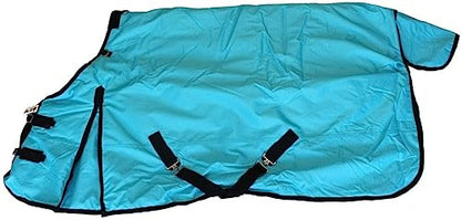 AJ Tack 1200D Waterproof Winter Horse Blanket - 400g Heavyweight Turnout with Fleece Collar, Shoulder Gussets & Tail Flap - Turquoise 68"