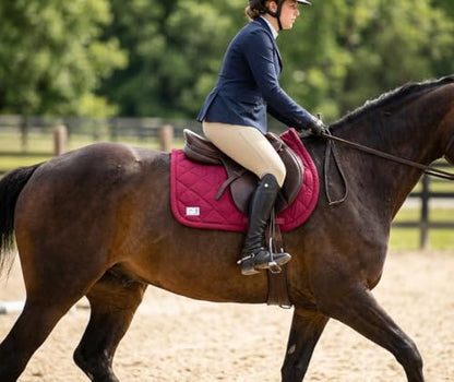 Horse Saddle Pad English Quilted Contoured All-Purpose Trail 72TS01 - color: Burgundy