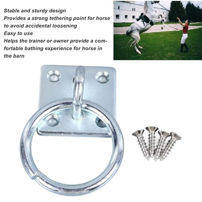 Tie Ring,Tie Ring Plate Horse Barn Supplies for Stable Horse Bathing | Tie Ring for Horses, Metal Block Tie Ring Replacement Hitching Rings Tie down ﻿