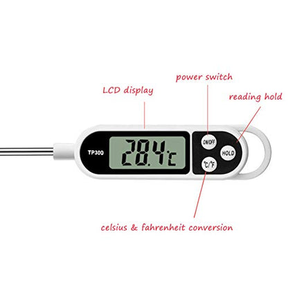 Digital Meat Food Thermometer for Cooking Kitchen BBQ, Probe Instant Read Thermometer with Long Probe for Candy Candle Milk Yogurt Deep Fry Roast Baking Temperature - size: 24.4 x 2.5 x 1.5 cm