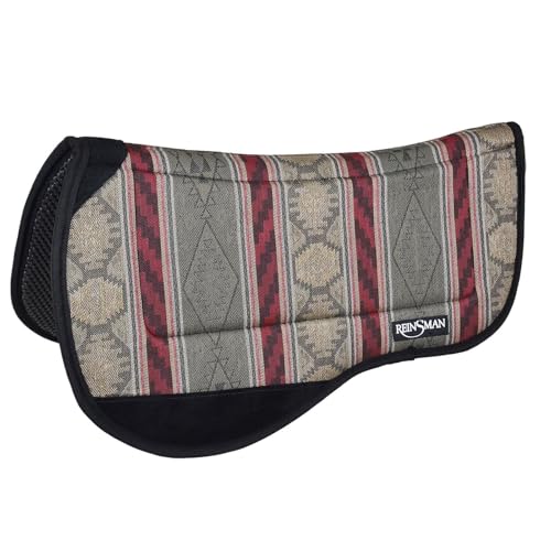 Reinsman Contoured Trail Pad with Breathable Non-Slip Tacky Too Bottom - Comfortable Durable Shock-Absorbing Stain & UV Resistant Horse Saddle Pad with Spine Relief Channel - 30" L x 34" D - color: Diablo Olive