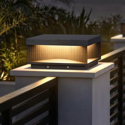 Outdoor Post Lights Hard Wired, 11.81" Glass Column Lights | IP54 Waterproof Pillar Light Electric, 3000K Warm LED Square Modern Lamp Posts Outdoor Lighting for Garden Entrance Patio