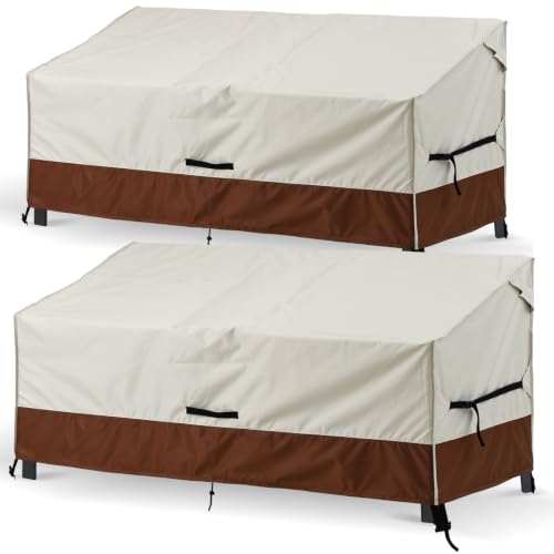 Patio Loveseat Cover Waterproof 420D Bench Cover, 70"x30"x31", 2pc - color: Brown-2pc, size: 70L x 30W x 31H inch