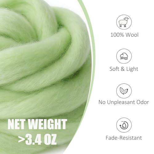 3.4oz Needle Felting Wool Sharp Green for DIY Needle Craft Enthusiasts - color: Sharp Green