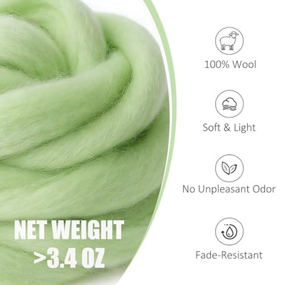 3.4oz Needle Felting Wool Sharp Green for DIY Needle Craft Enthusiasts - color: Sharp Green