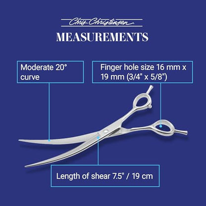 Chris Christensen Classic Series 7.5 in. Curved Dog Grooming Shears, Groom Like a Professional, Convex blade, Any Skill Level, Made From 440C Japanese Steel - size: 7.5 inch Curve