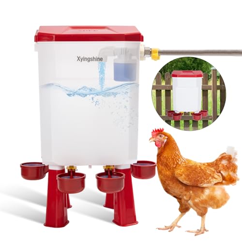 Automatic Chicken Waterer, 2 Gallon with Float Valve, 4 Cups