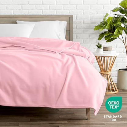 Bare Home Polar Fleece Blanket - Throw - Light Pink - Warm & Cozy - Premium Fleece for Bed, Sofa, Camping, Travel and Cold Nights - Lightweight Blanket (Throw, Light Pink) - color: 13 - Light Pink, size: Throw
