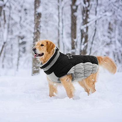 Lelepet Dog Coat Warm Dog Winter Coat Waterproof Dogs Jacket with Harness - color: Black, size: X-Small