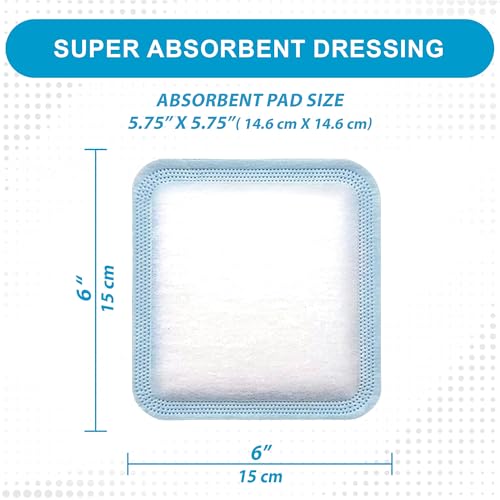 MedVance Super Absorbent Wound Dressing, Non-Adhesive Pads, 6"x6" Box of 10 | Sterile And Individually Wrapped - Non-Stick Wound Bandages - Super Soft - Highly Absorbent & Lock Exudate - Leakproof - size: 6"x6", style: 10 Pack