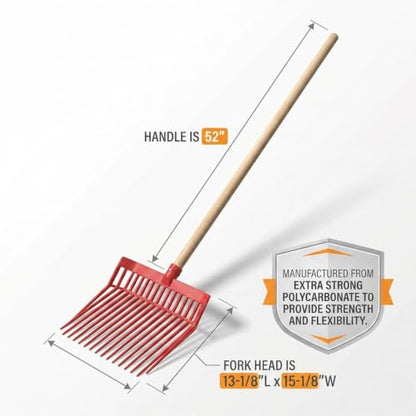 FarmTek DuraFork Manure Fork – 52" Handle, Heavy-Duty Polycarbonate