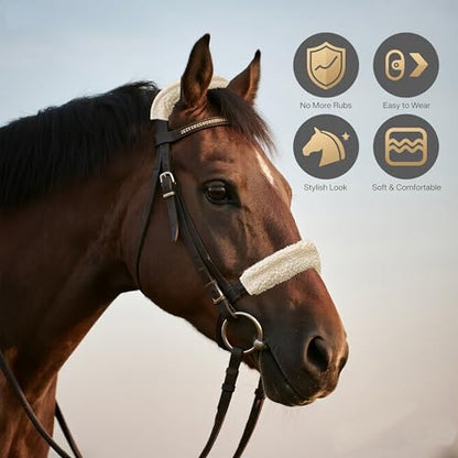 Fleece Horse Halter Cover (BN Series (2-Piece), Cream) - color: Cream, style: BN Series (2-Piece)