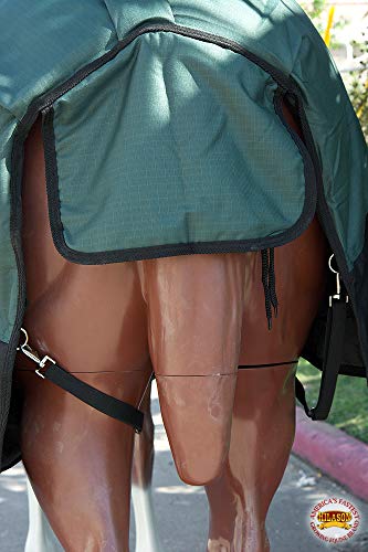 Waterproof Horse Turnout Sheet Hilason 1200D Rip-Stop Lightweight Rain Sheet with Belly Wrap Taffeta Lining Shoulder Gussets - color: Hunter Green, size: 78 in