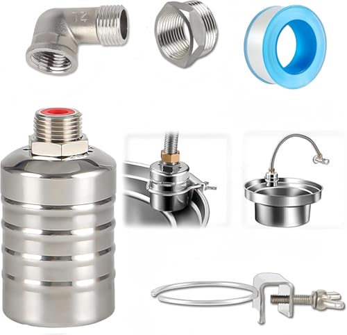 1 Pack Water Float Valve For Water Tank,1/2" to 3/4'' Fully Automatic Water Level Control Float Valve, 304 Stainless Steel Water Trough Float Valve For Water Tank Pool Livestock Troughs Distille - size: 1 Pack