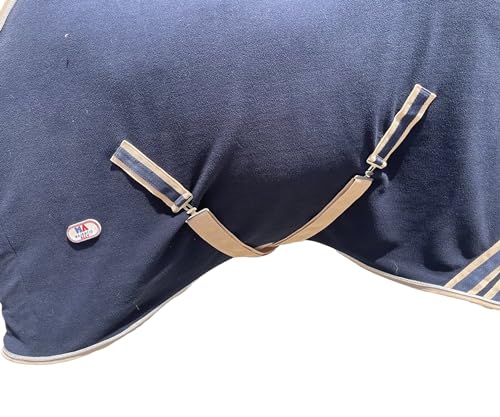 Majestic Ally Anti Pill Fleece Horse Blanket /Sheet with Silver Braided Rope (Navy, 74) - color: Navy, size: 74