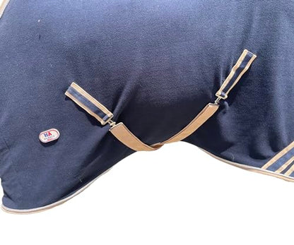 Majestic Ally Anti Pill Fleece Horse Blanket /Sheet with Silver Braided Rope (Navy, 74) - color: Navy, size: 74