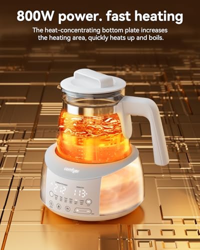 comfyer BK01 Bottle Warmer, Baby Bottle Warmer with Night Light & Faster Cooling Fan, Instantly Water Warmer, Tea Kettle Electric with 6 Temperature Control Presets, Feed Baby More Easier & Healthier