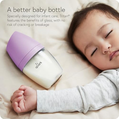 BuubiBottle Max Slow Flow Bottle for Newborn Babies by Quark - with Anti-Colic RealFeel Nipple to Simulate Breastfeeding - BPA-Free, PVC-Free, Toxin-Free - 8 Oz Bottle with Lid, 2 Pack - Purple - color: Purple