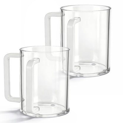 2 Pcs Judaica Hand Washing Cup with Dual Handles 5" Acrylic Clear Negel Vasser Hand Washing Cup for Jewish Ritual Netilat Yadayim Holiday Gifts (White Handle) - color: White Handle