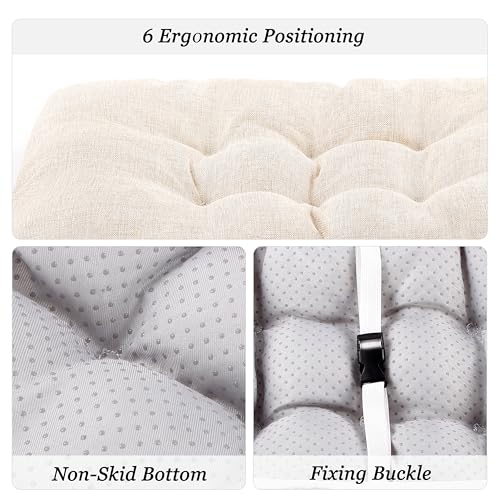Rectangular Stool Cushion Set of 2, Soft Saddle Stool Cushions with Ties, Nonslip and Washable, Beige, 18 x 10.5 x 4 Inch - color: Beige, size: Pack of 2