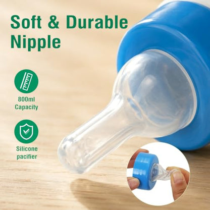 Lamb Bottle Goat Nipples 800ml Baby Goat Nursing Bottles & Replacement Nipples Hang Upside Down Livestock Milk Bottle Bottles for Fawns Sheep (2pcs Bottles+2pcs Nipples) - color: 2pcs bottles+2pcs Nipples