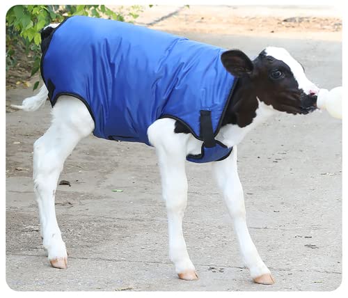 Calf Blanket Goat Coat with Fleece Windproof Winter Blanket for Alpaca, Calves, Sheep, Goat, Foal, Donkey with Thickened Fully Belly Protection Large Size