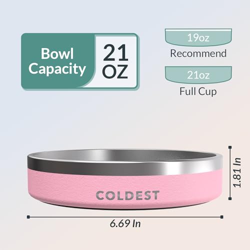 Coldest Dog Bowl - Anti Rust Metal, Non Slip, 3 Layers Insulated Stainless Steel Dog Bowls - Spill Proof & Heavy Duty - Water Bowl for Dogs, Cats & Pets, Dish Washer Safe (21 oz,Cotton Candy Pink) - color: Cotton Candy Pink, size: 21 oz